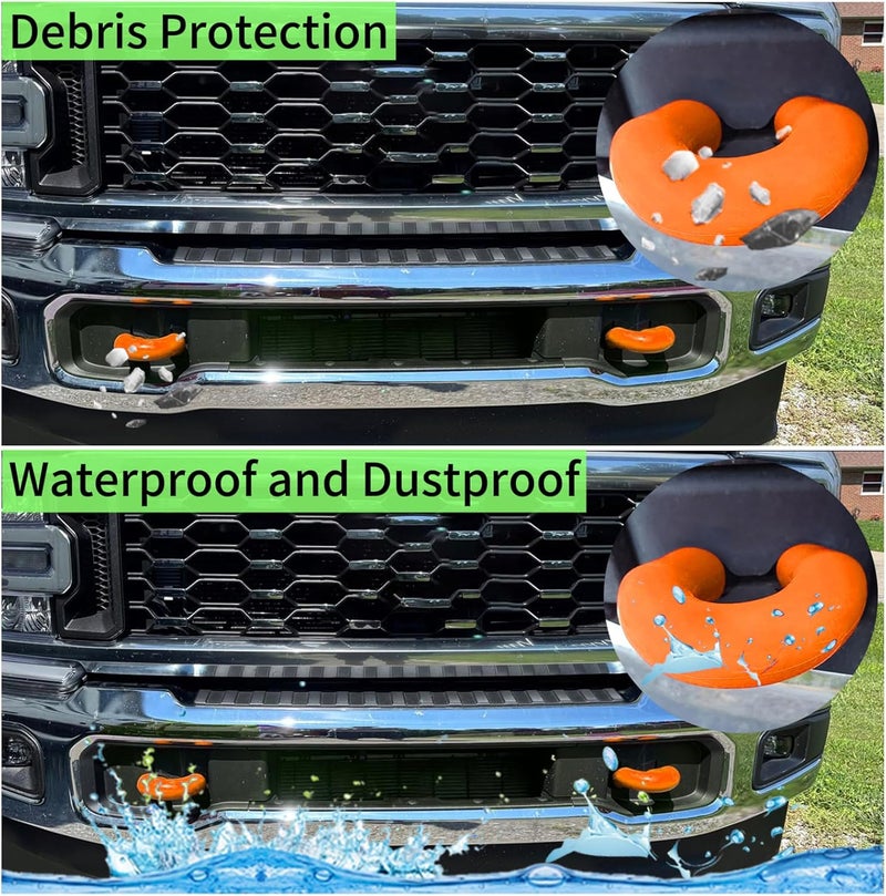 Yinnianets Custom Tow Hook Covers Fits for 2017-2026 Ford Super Duty F250 F350 F450,Tow Hitch Cover Car Tow Hooks Compatible with F250 F350 F450 Accessories 2017-2026 (Orange) - Image 5
